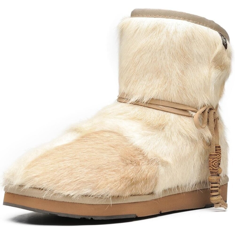 Women's White Casual And Versatile Wool Winter Warm Simple Snow Boots